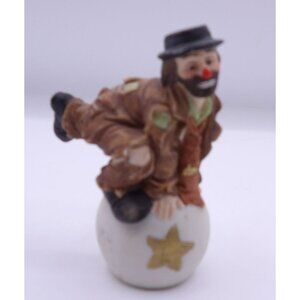 Emmett Kelly Jr Collection, by FlamBR. Clown on Ball, Ceramic  Sri Lanka 3 3/8 x